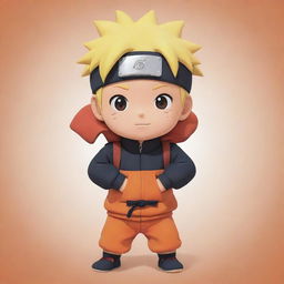 An endearing image of little Naruto, depicted in an animated style, embodying an air of bashfulness.