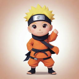 An endearing image of little Naruto, depicted in an animated style, embodying an air of bashfulness.