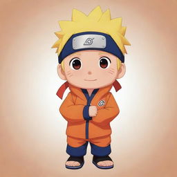 An endearing image of little Naruto, depicted in an animated style, embodying an air of bashfulness.