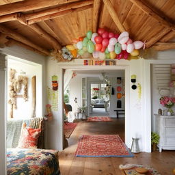 A beautiful, lively house filled with signs of peace, love, and happiness.