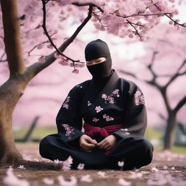 After a long day of training, the young ninja sat under the cherry blossom tree, closing his eyes and taking deep breaths to refresh his body and mind, preparing for the next battle.