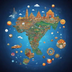 A dynamic digital art representation of India, with various regions linked by technology symbols such as Wi-Fi signals, satellites, and data streams, reflecting the theme 'Digital India, Connecting the Nation'