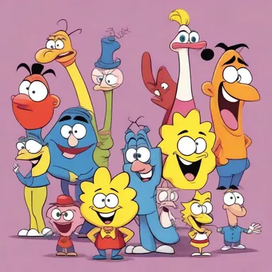 The cartoon characters were designed with exaggerated features and bright colors for their suitability in capturing the attention of young viewers.