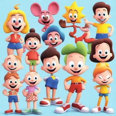The cartoon characters were designed with exaggerated features and bright colors for their suitability in capturing the attention of young viewers.