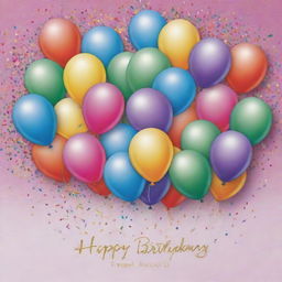 An exquisite birthday greeting card featuring vibrant confetti, balloons, and a heartfelt 'Happy Birthday' message