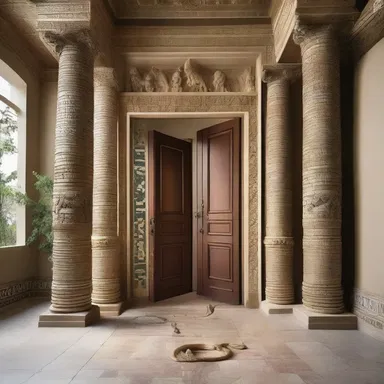 The luxurious mansion was adorned with intricate reptilian motifs, with snake-like columns and lizard-shaped door handles.