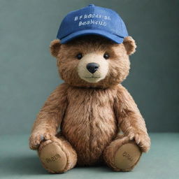 A realistic bear wearing a stylish cap embossed with the words 'Bealish Club'.