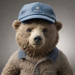 A realistic bear wearing a stylish cap embossed with the words 'Bealish Club'.