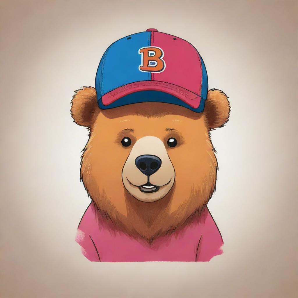 A cartoon-styled bear wearing a cap with the name 'Bearlish Club' emblazoned on it, designed with a playful and lively combination of colour and form.