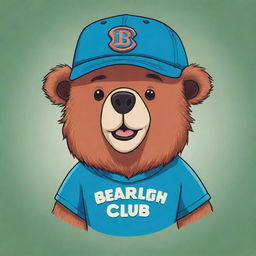 A cartoon-styled bear wearing a cap with the name 'Bearlish Club' emblazoned on it, designed with a playful and lively combination of colour and form.