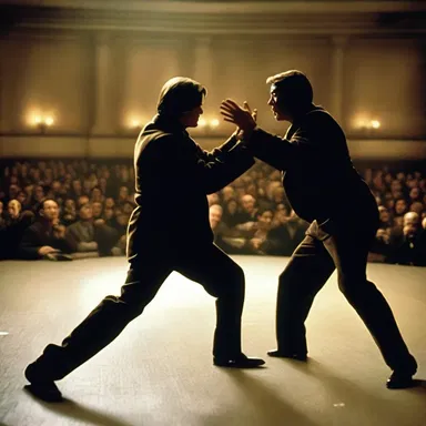 The intense and strenuous fight scene in the movie had the audience at the edge of their seats.