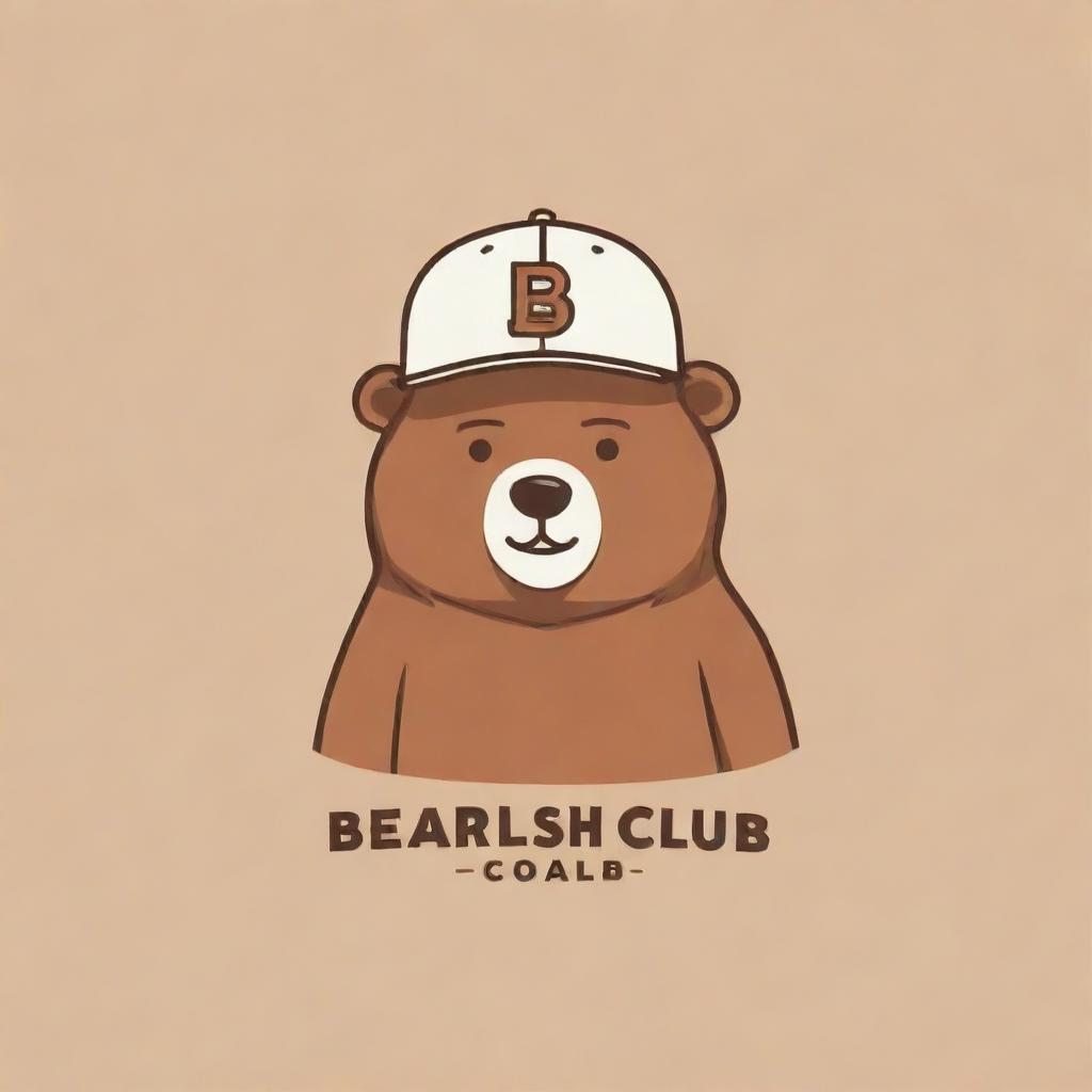 A minimalist, simple, logo-like design of a cartoon bear wearing a cap marked with the words 'Bearlish Club'.