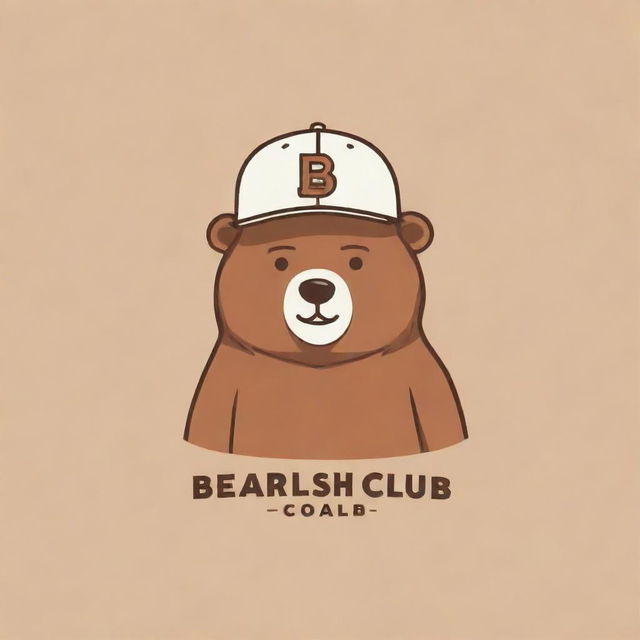 A minimalist, simple, logo-like design of a cartoon bear wearing a cap marked with the words 'Bearlish Club'.