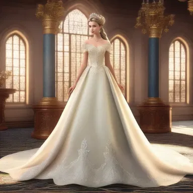 The courtly princess glided through the animated kingdom in her elegant gown.