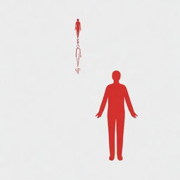 Generate an image of five human symbols in white, standing side by side, with one of them in a distinct red color