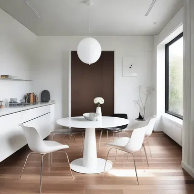 The sleek and modern apartment featured in the magazine had a unique touch with its use of pedal pusher chairs in the dining area.