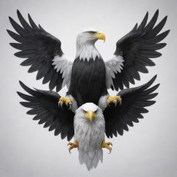 A majestic two-headed eagle, one head stark white and the other jet black.