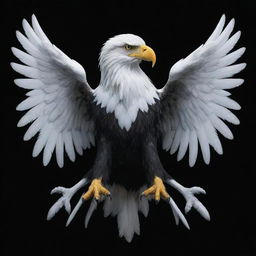 A majestic two-headed eagle, one head stark white and the other jet black.