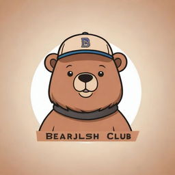 A simplistic logo-style image of a cute cartoon bear wearing a cap proudly displaying the name 'Bearlish Club'.