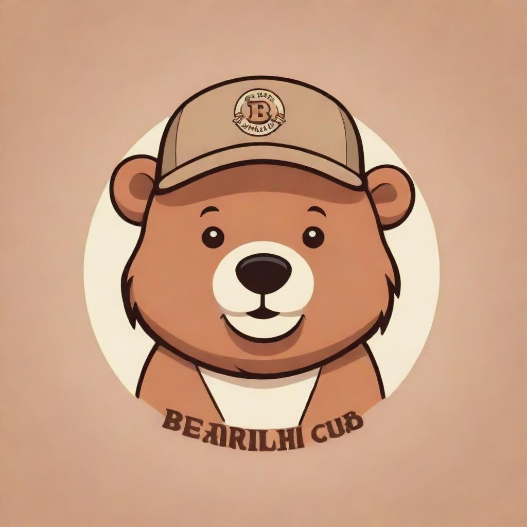 A simplistic logo-style image of a cute cartoon bear wearing a cap proudly displaying the name 'Bearlish Club'.