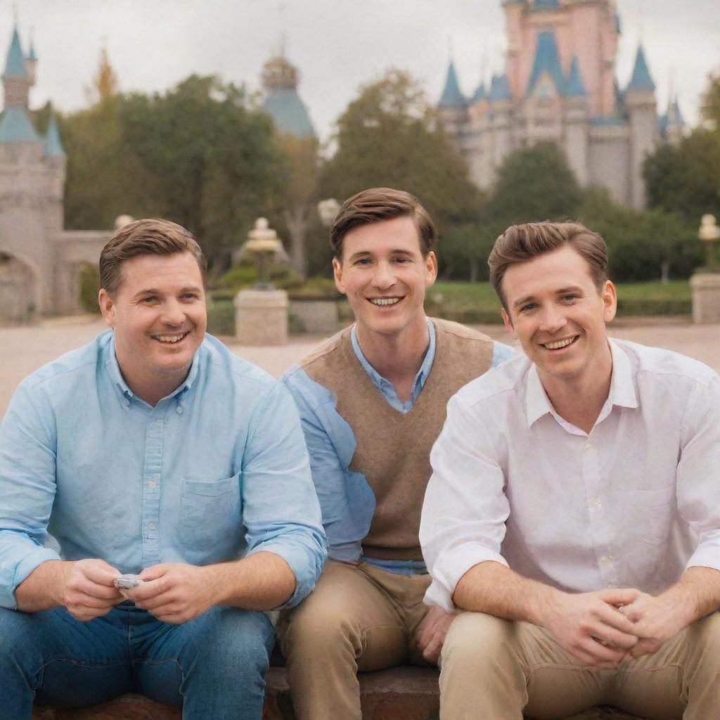 Four men creating a video in Disney style, evoking animated charm and whimsical storytelling.