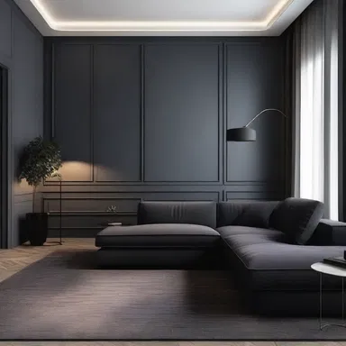 The designer intentionally used dark colors and minimal lighting to create an atmosphere of dullness in the room.
