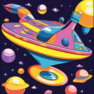 In the cartoon, the corporeal spaceship had a colorful and playful design.