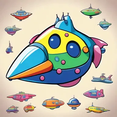 In the cartoon, the corporeal spaceship had a colorful and playful design.