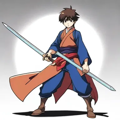 The character in the anime series saved up 100 qintars to buy a special sword.