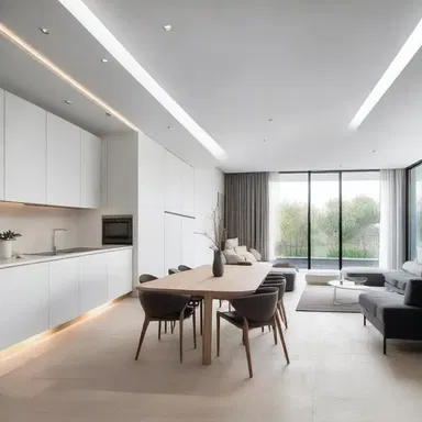 The modern house used minimalist aesthetics to homogenize the architecture and interior design, resulting in a clean and unified look throughout the entire space.