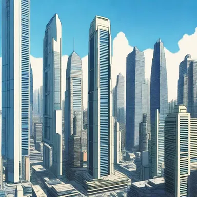 The futuristic city in the anime had a tectonic aesthetic, featuring towering skyscrapers and futuristic architecture that gave a sense of grandeur and innovation.