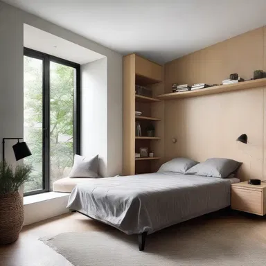 The architect designed a spacious bedroom with a cozy reading nook for a laid up client.