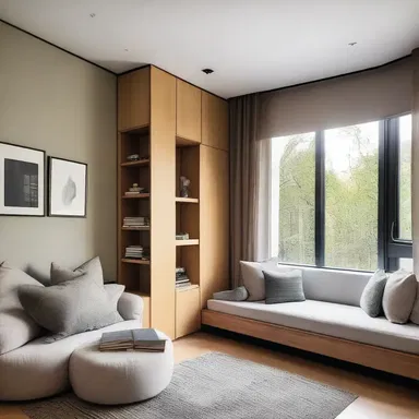 The architect designed a spacious bedroom with a cozy reading nook for a laid up client.