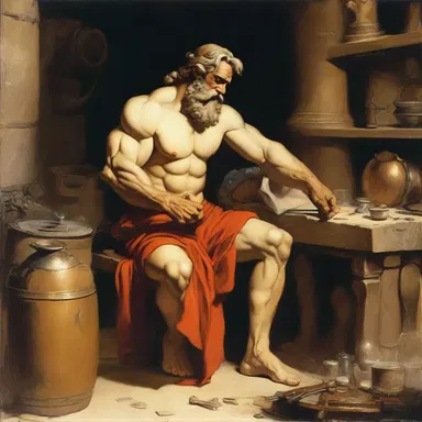 In Greek mythology, Hephaestus was laid up in his workshop, crafting magnificent weapons and tools for the gods.