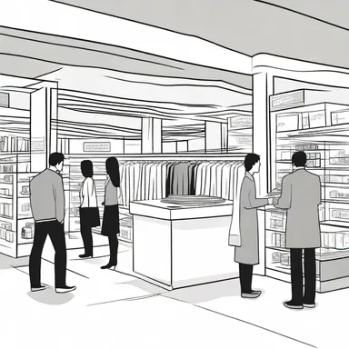 In the novel, the protagonist stumbles upon a white sale at a local department store, which leads to a significant plot twist.