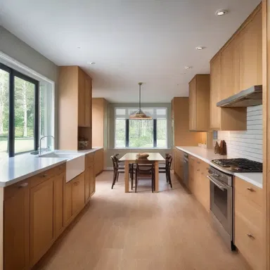 The open layout of the house allowed for a seamless swig between the kitchen and dining area.