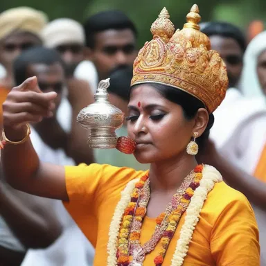 During the ritual, the devotees would swig the idol with all their devotion.