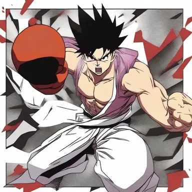 The protagonist in the anime series would swig his opponents with a powerful punch.