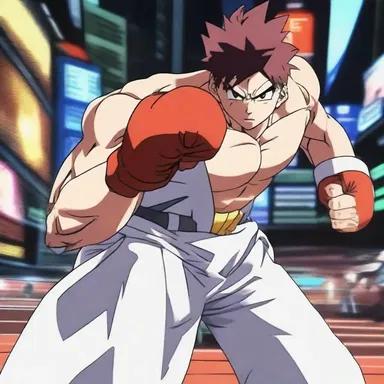 The protagonist in the anime series would swig his opponents with a powerful punch.