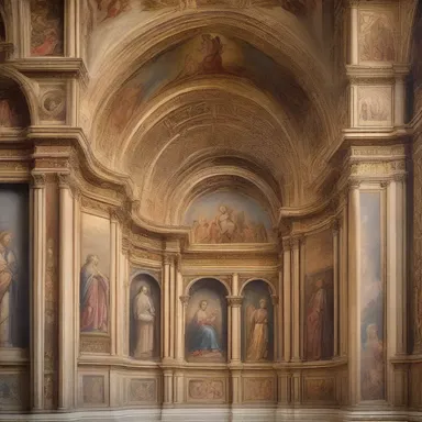 The intricate frescoes on the cathedral walls were painted with trompe l'oeil techniques, creating the illusion of angels and saints hovering in the space.