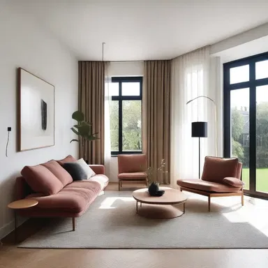 The architect designed a spacious and well-lit room, hand-picked every piece of furniture and carefully placed them to create a harmonious space.