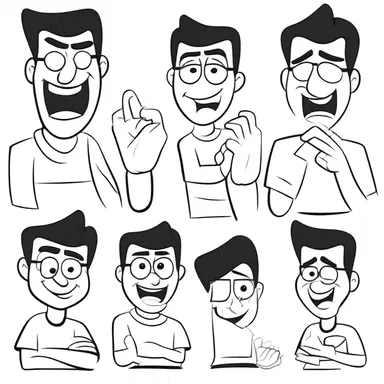 In the cartoon, the character used his hands to express various emotions, making it even more entertaining for the viewers.