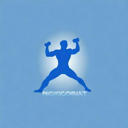 Generate a logo featuring the word 'MoveCombat'. Incorporate elements of physical fitness, combat, and movement. Use a palette of various blue hues symbolizing combat, dynamism, and health.