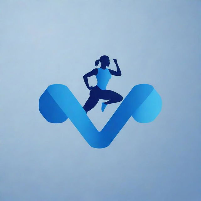 Generate a logo featuring the word 'MoveCombat'. Incorporate elements of physical fitness, combat, and movement. Use a palette of various blue hues symbolizing combat, dynamism, and health.