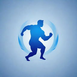 Generate a logo featuring the word 'MoveCombat'. Incorporate elements of physical fitness, combat, and movement. Use a palette of various blue hues symbolizing combat, dynamism, and health.