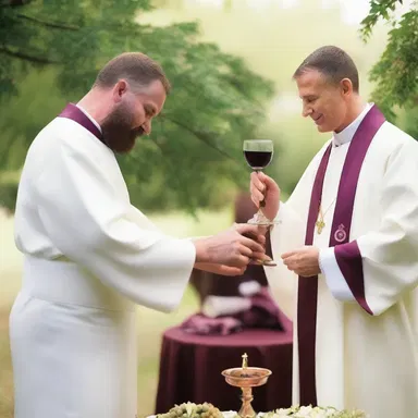 During the ceremony, the officiant blessed the sacramental wine made from muscadine grapes, symbolizing the blood of Christ.