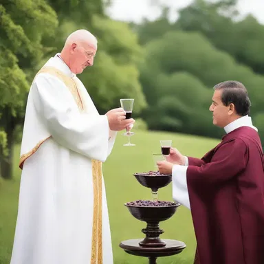 During the ceremony, the officiant blessed the sacramental wine made from muscadine grapes, symbolizing the blood of Christ.