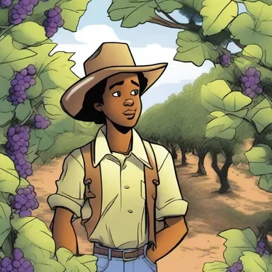 In the comic book series, the protagonist discovers a hidden muscadine vineyard while on an adventure.