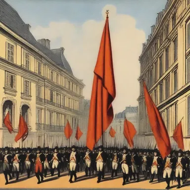 During the French Revolution, the flame-colored banners of the Jacobin Club became a powerful symbol of the revolutionary spirit.