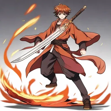 In the popular anime series, the protagonist possesses a flame-colored sword that represents his fierce determination and strength.